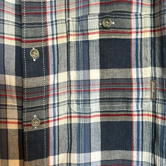 Eddie Bauer men’s blue plaid long sleeve button down shirt size large - Picture 3 of 8